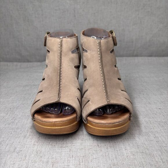 Dansko Demetra Heels Taupe Nubuck Leather Cagey Strappy Bootie Women’s EU 38 - Picture 4 of 11